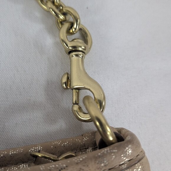 Coach Gold Chain Convertible Wristlet Purse Shoulder Bag Wallet Leather Glitter - Picture 6 of 16